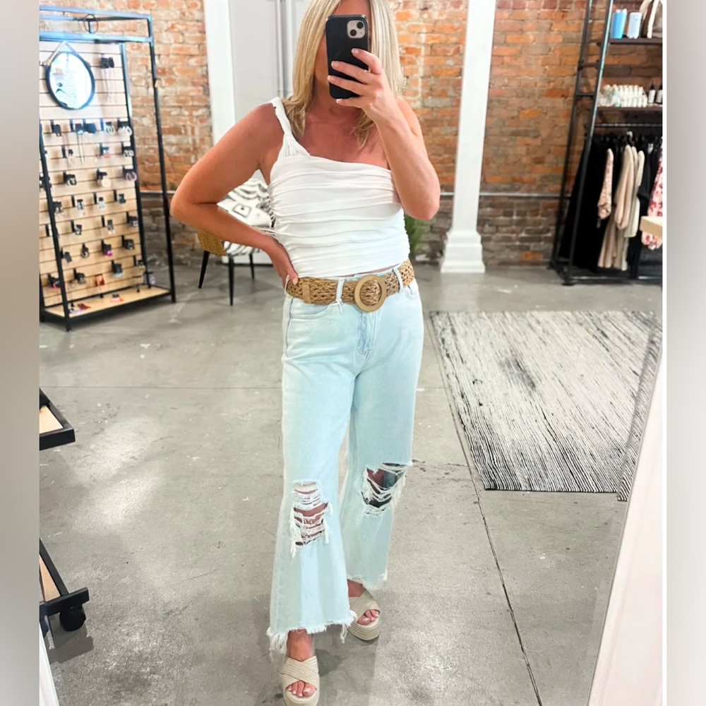 One Shoulder Twist Top in White
